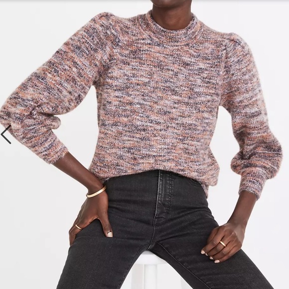 Madewell Sweaters - MADEWELL Space-Dyed Eaton Puff Sleeve Pullover Sweater